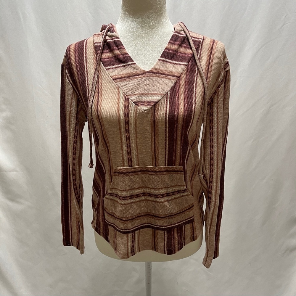 Wallflower Aztec Hoodie Boho Pink Maroon Mauve Kangaroo Pocket XS